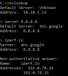 nslookup on Windows | DNS answer comes back without issue